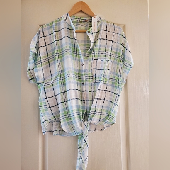 Olivaceous Plaid Summer Tie Top Size S NWT - Picture 1 of 2